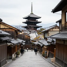 traditional japanese city Kyoto beautiful ancient landscape 4K photo