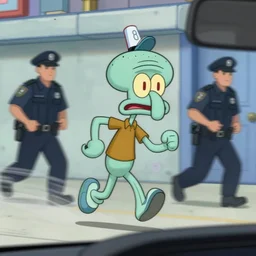 dash cam footage handsome squidward running from the cops real fast motion blur 5 stars