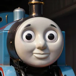 extremely zoomed-in photo of Thomas the Tank Engine's face