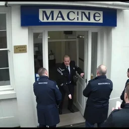 macron robbing a bank, realistic, cctv footage