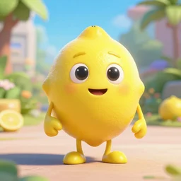 a lemon character in the style of pixar, 4k, octane render
