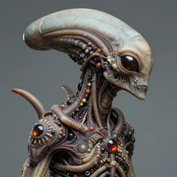 portrait of an alien creature, ultra realistic, intricate details, the fifth element artifacts, highly detailed by peter mohrbacher, allen williams, hajime sorayama, wayne barlowe, boris vallejo, aaron horkey, gaston bussiere, craig mullins