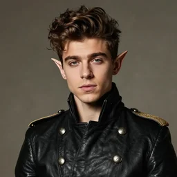 portrait of zayn malik as an elf by valentin de boulogne, only one head single portrait, pointy ears, wearing a black leather napoleonic military jacket