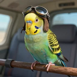 budgie as a pilot, concept art, masterpiece, trending on artstation