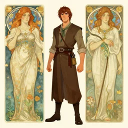 game character design by toby fox and alphonse mucha, digital illustration