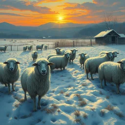 sheeps in a farm after nuclear winter by zdzisław beksinski, digital painting, vibrant color