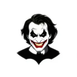 batman's joker laugh symbol logo on a white background, anarchy, gotham, crazy