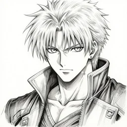 Anime portrait of Vergil from DMC, pen and ink, intricate line drawings, by Craig Mullins, Ruan Jia, Kentaro Miura, Artgerm