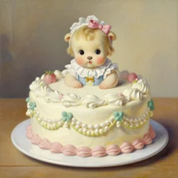 painting of a cute rococo cake by greg hildebrandt tim hildebrant brothers hildebrant