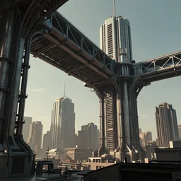 Coruscant cityscape, Blade Runner style, industrial towers, huge mechanical bridges, buildings design by Tadao Ando and Denis Villeneuve, photorealistic, octane render, 8k