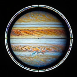 the planet jupiter as seen by the jwst, stained glass