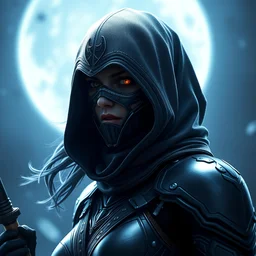 female moon knight, hyper detailed, digital art, trending in artstation, cinematic lighting, studio quality, smooth render, unreal engine 5 rendered, octane rendered, 8 k