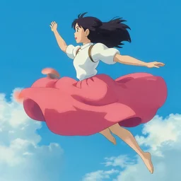 full body shot maximalist vibrant sculpture of female riding, flying in the sky, painted by makoto shinkai takashi takeuchi studio ghibli, akihiko yoshida, yoshitaka amano, wangechi mutu, clean cel shaded vector art. shutterstock. behance hd by lois van baarle, artgerm, helen huang, rossdraws, illustration