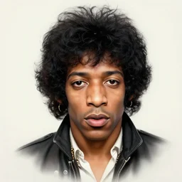 exaggerated airbrush portrait of jimi hendrix, detailed