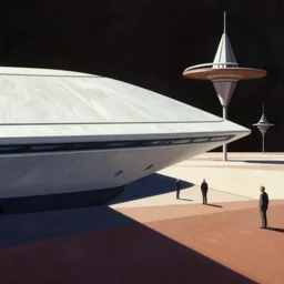 space science fiction matte painting bruce pennington, zaha hadid, john schoenher, flat colour,