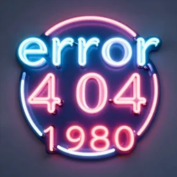 neon sign with'error 4 0 4'in 1 9 2 0 - 1 9 8 0 style