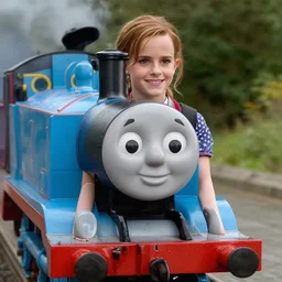 Movie still of Emma Watson in Thomas the tank engine