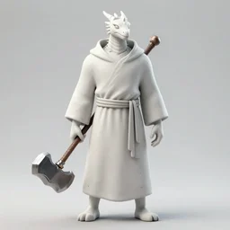 character concept of a draconid in simple robes, carrying a war hammer, big, scars on face, half dragon half human, by greg rutkowski, trending on art station, character concept art