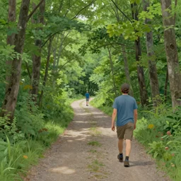 hiking trail beneath trees by dan mumford and peter doig and edward hopper, symmetrical, minimal, black ink, thick lines highly detailed, muted colours 8 k