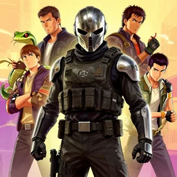 robot ninja warrior mask helmet metal gear solid snake pose training suit swat commando, art gta 5 cover, official fanart behance hd artstation by jesper ejsing, by rhads, moebius and makoto shinkai and lois van baarle, ilya kuvshinov, ossdraws, that looks like it is from borderlands and by feng zhu and loish and moebius