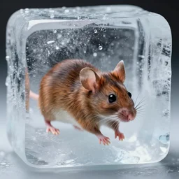mouse trapped inside a block of ice, 33mm photo
