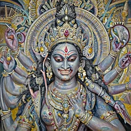 A cinematic closeup portrait of the colossal Indian Hindu demon Satan goddess princess mistress of Death, by Rembrandt van Rijn, by Wayne Barlowe, by Paul Lehr, by Bruce Pennington, by Zdzisław Beksiński, oil on canvas, masterpiece, trending on artstation, featured on pixiv, cinematic composition, dramatic pose, beautiful lighting, sharp, details, details, hyper-detailed, no frames, 8K