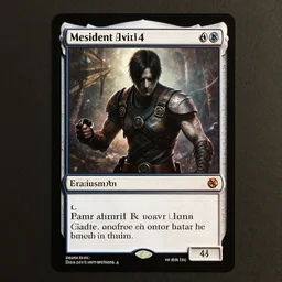 resident evil 4 as a magic the gathering card, realistic,