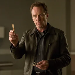 Bryan Cranston as Gordon Freeman, holding a scrap, still from Half-Life movie