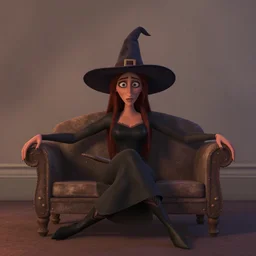 witch recumbent pose portrait pixar style by tristan eaton _ stanley artgerm and tom bagshaw, 2 arms, 2 legs