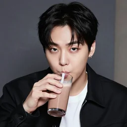 j - hope rap monster, photo close, drinking a chocolate milk