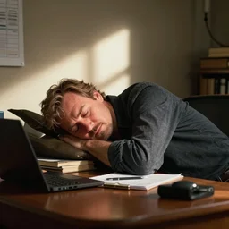 ron howard sleeping at his desk. lazy, good for nothing