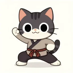 cartoon of shaolin cat making exercise