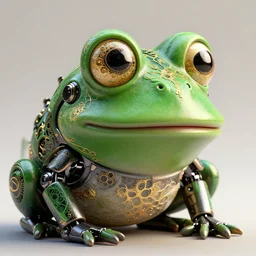 complex 3 d render of a beautiful pepe the frog face robot, green and black, fractal veins. dragon cyborg, 1 5 0 mm, beautiful natural soft light, rim light, gold fractal details, fine lace, mandelbrot fractal, anatomical, glass, facial muscles, elegant, ultra detailed, metallic armor, octane render, depth of field