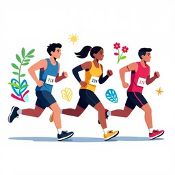 a graffiti of three people running a marathon