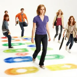 photo of many emma watson playing twister, studio photo