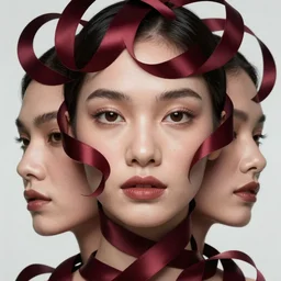 chaotic burgundy satin ribbons instead of skin build image of beautiful face, moebius, bao pham, donato giancola, larry elmore, masterpiece, trending on artstation, featured on pixiv, cinematic composition, beautiful lighting, sharp, details, hyper - detailed, hdr, 4 k, 8 k