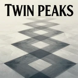 Twin Peaks movie poster artwork by Tomer Hanuka Rendering theTwin Peaks zig zag floor pattern invading the mind, full of details, by Makoto Shinkai and thomas kinkade, Matte painting, trending on artstation and unreal engine