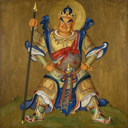 buddhism, guard, painting by greg rutkowski, j. c. leyendecker, artgerm