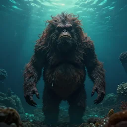 movie frame still from ugly creature from the deeps, 8 k, ultra wide angle, symmetric, pincushion lens effect, trending on artstation, zenith perspective, greg rutkowski, feng zhu