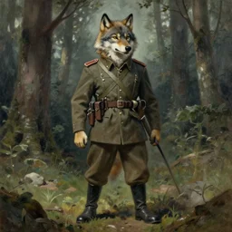 anthropomorphic furry wolf soldier in the forest during world war 1, character design, painting by gaston bussiere, craig mullins, j. c. leyendecker, tom of finland