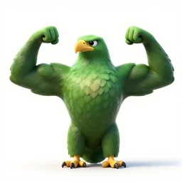 green eagle flexing his muscles