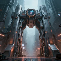a big cyberpunk gate