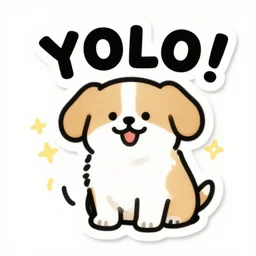 Sticker illustration of a dog saying YOLO!