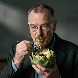 walter white eating artichoke, photography,