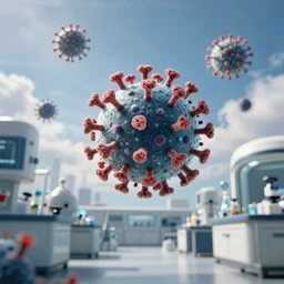 crazy virus got out of the laboratory, spores infect all living things, cinematic view, epic sky, detailed, concept art, low angle, high detail, warm lighting, volumetric, godrays, vivid, beautiful, trending on artstation, by jordan grimmer, huge scene, grass, art greg rutkowski
