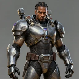 an portrait man con braids dominican in the assault powered armor, style game square enix, trending on artstation, painted by greg rutkowski, render naughty dog, octane render, detailed