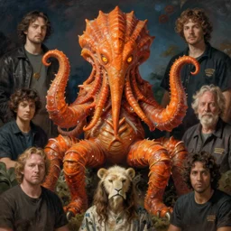zoological portrait of orange cthulhu by kuldar leement and ruan jia and brad rigney and micha karcz and gerald brom