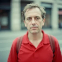 portrait, blurry, street photography by saul leiter, red, pale