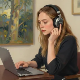 elizabeth olsen listening a music, a painting by shitao, featured on pixiv, art, pixiv, masterpiece