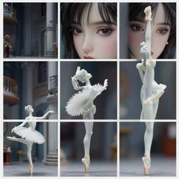 beautiful three point perspective film still of funky pop ballerina character study dance scene in ronin, extreme closeup portrait in style of frontiers in blade runner miniature photography fashion architectural art studio seinen manga edition, porcelain holly herndon statue, pointe pose, tilt shift background, soft lighting, kodak portra 4 0 0, 8 k, macro, cinematic style by emmanuel lubezki